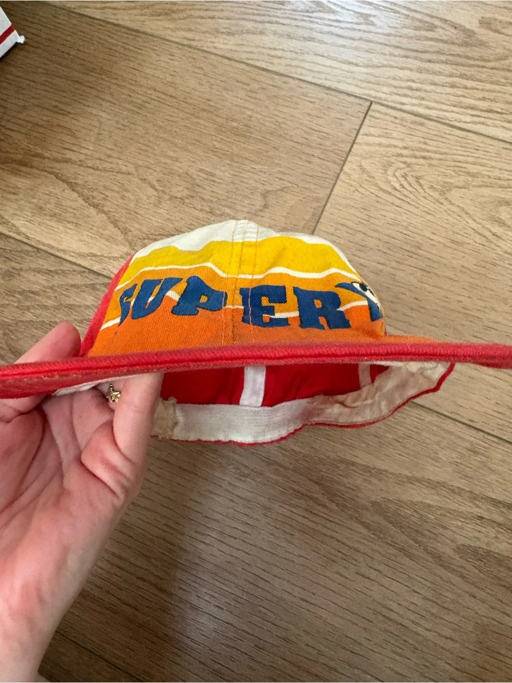 Vintage Snoopy Hat Colorful “Super” Red Orange Yellow *Read*